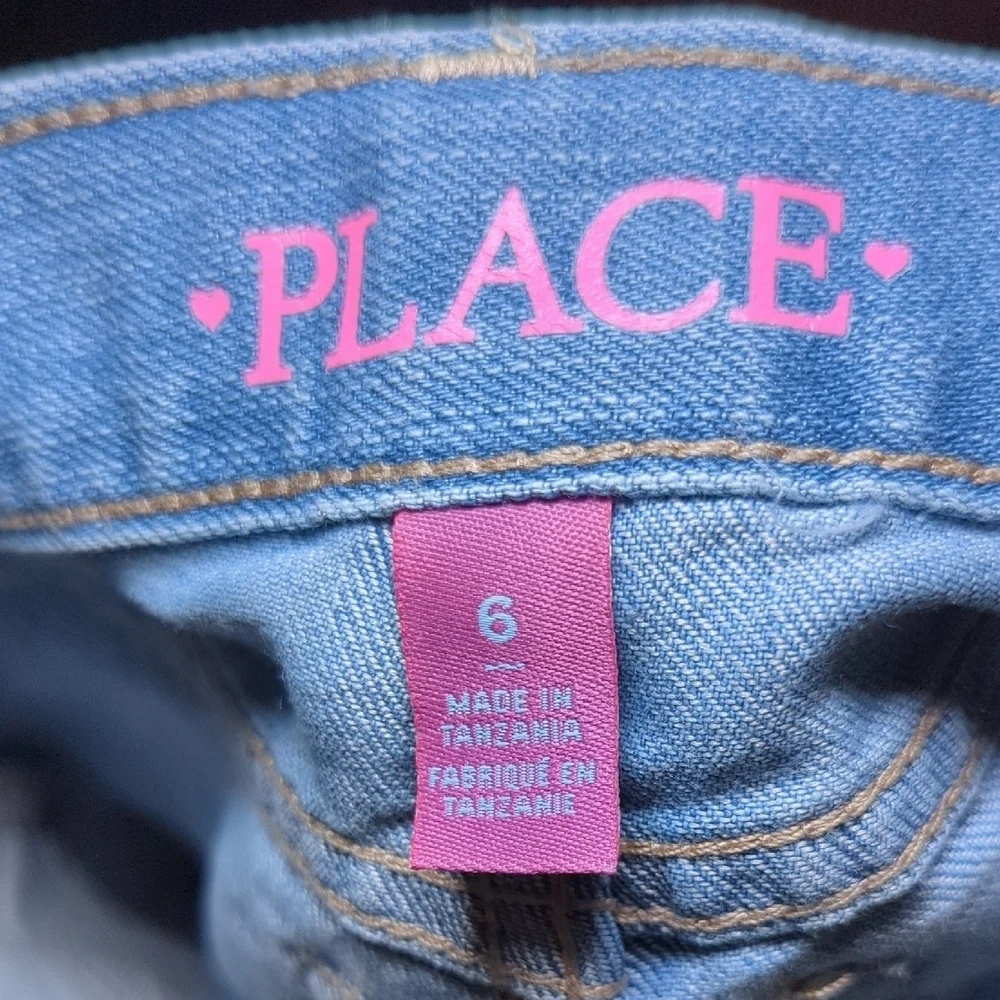 The Children's Place Light Blue Jean Shorts Adjustable Waist Girls Size 6